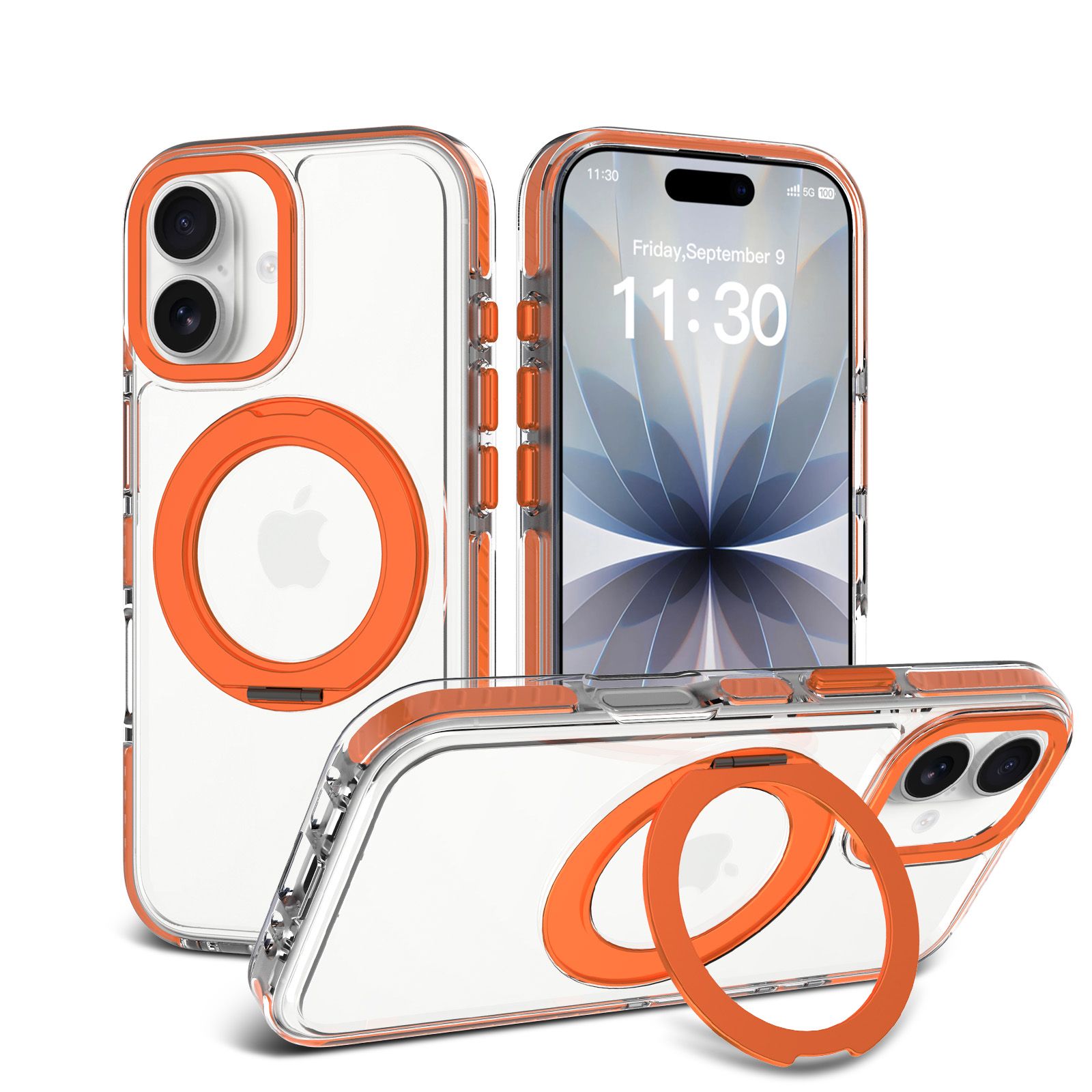 Chroma Orbit Farbiger 360°-drehbarer Stand Magnetische Clear Case