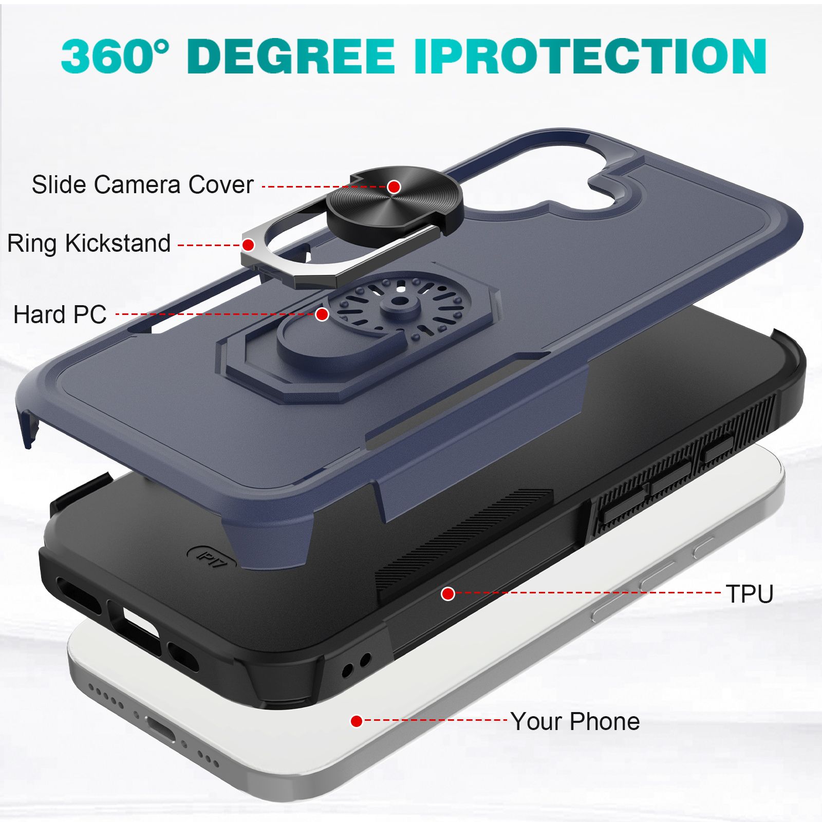 Apex Grip Dual Layer Rugged Case with Ring Kickstand — 16