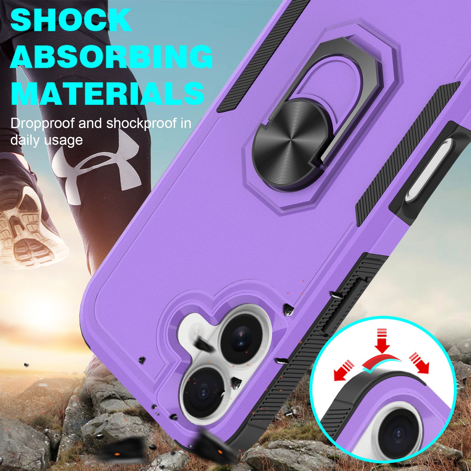 Apex Grip Dual Layer Rugged Case with Ring Kickstand — 24