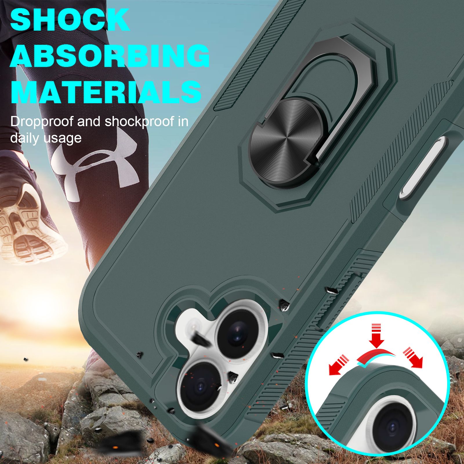 Apex Grip Dual Layer Rugged Case with Ring Kickstand — 34