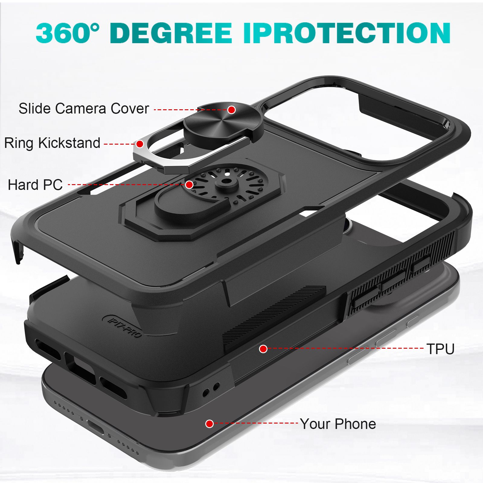 Apex Grip Dual Layer Rugged Case with Ring Kickstand — 88