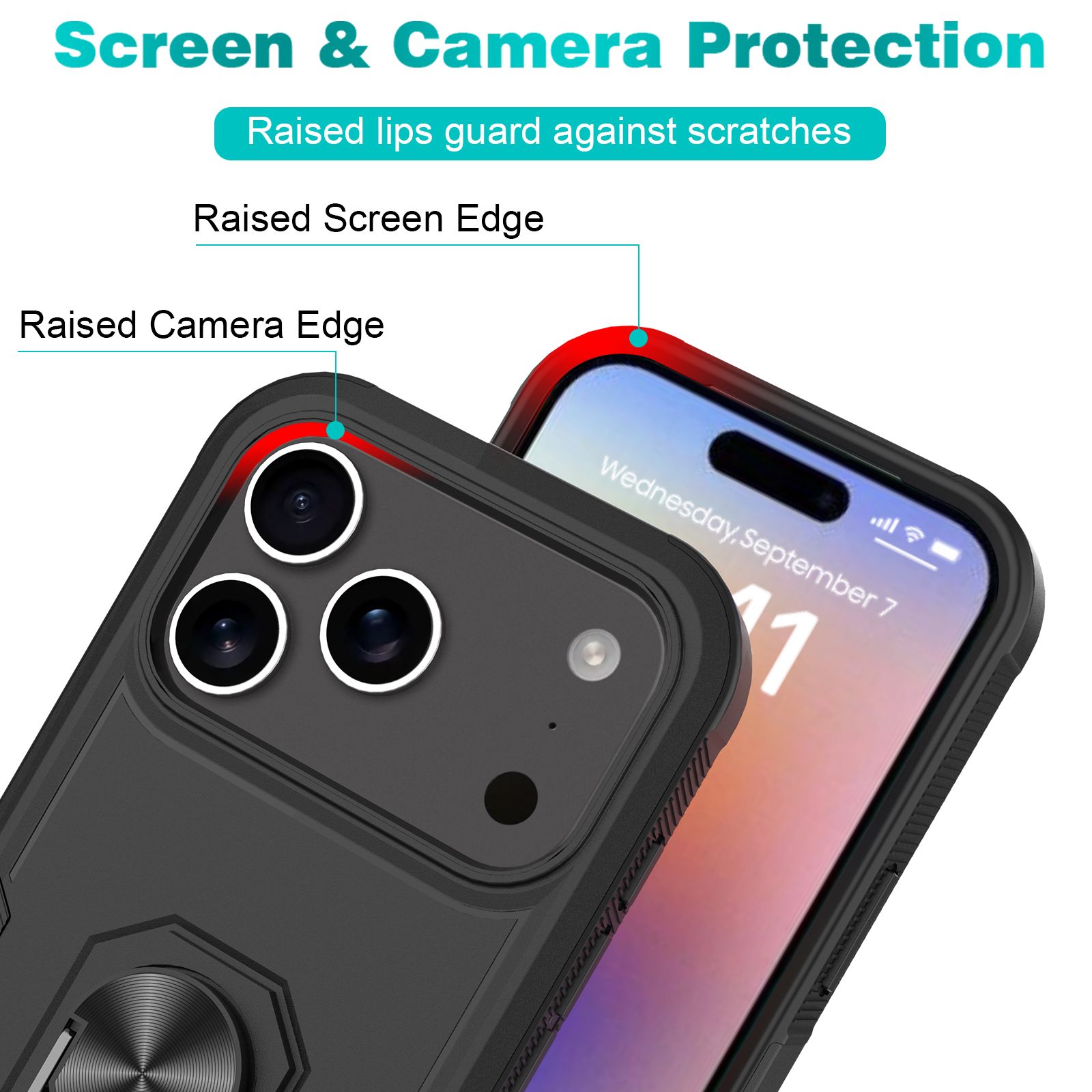 Apex Grip Dual Layer Rugged Case with Ring Kickstand — 90