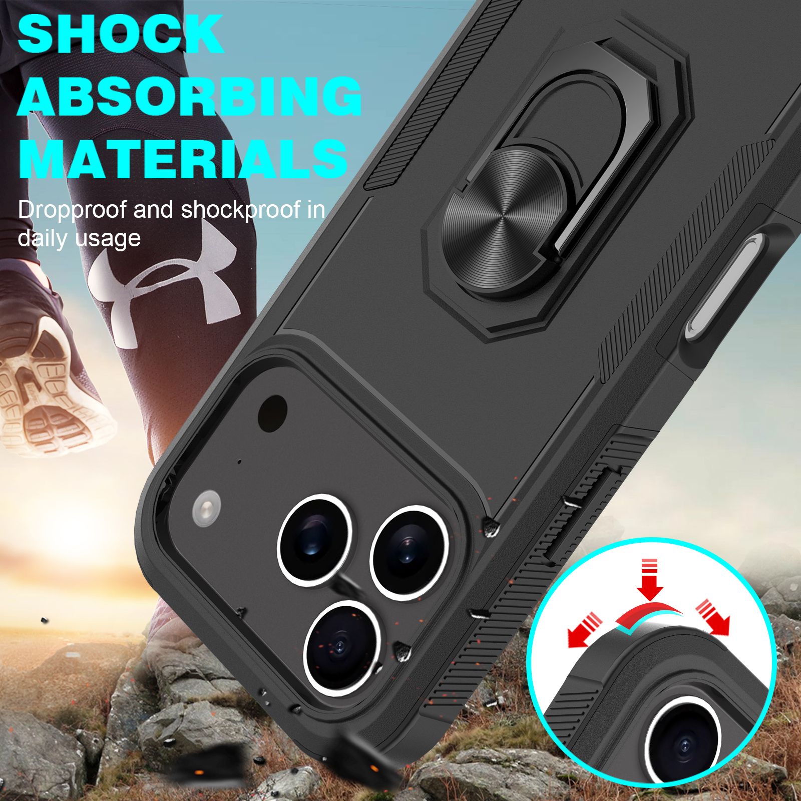 Apex Grip Dual Layer Rugged Case with Ring Kickstand — 91