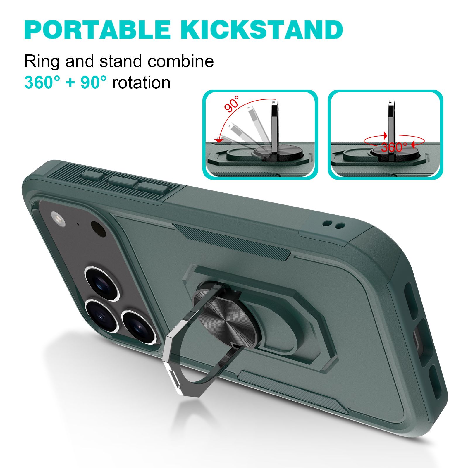 Apex Grip Dual Layer Rugged Case with Ring Kickstand — 116