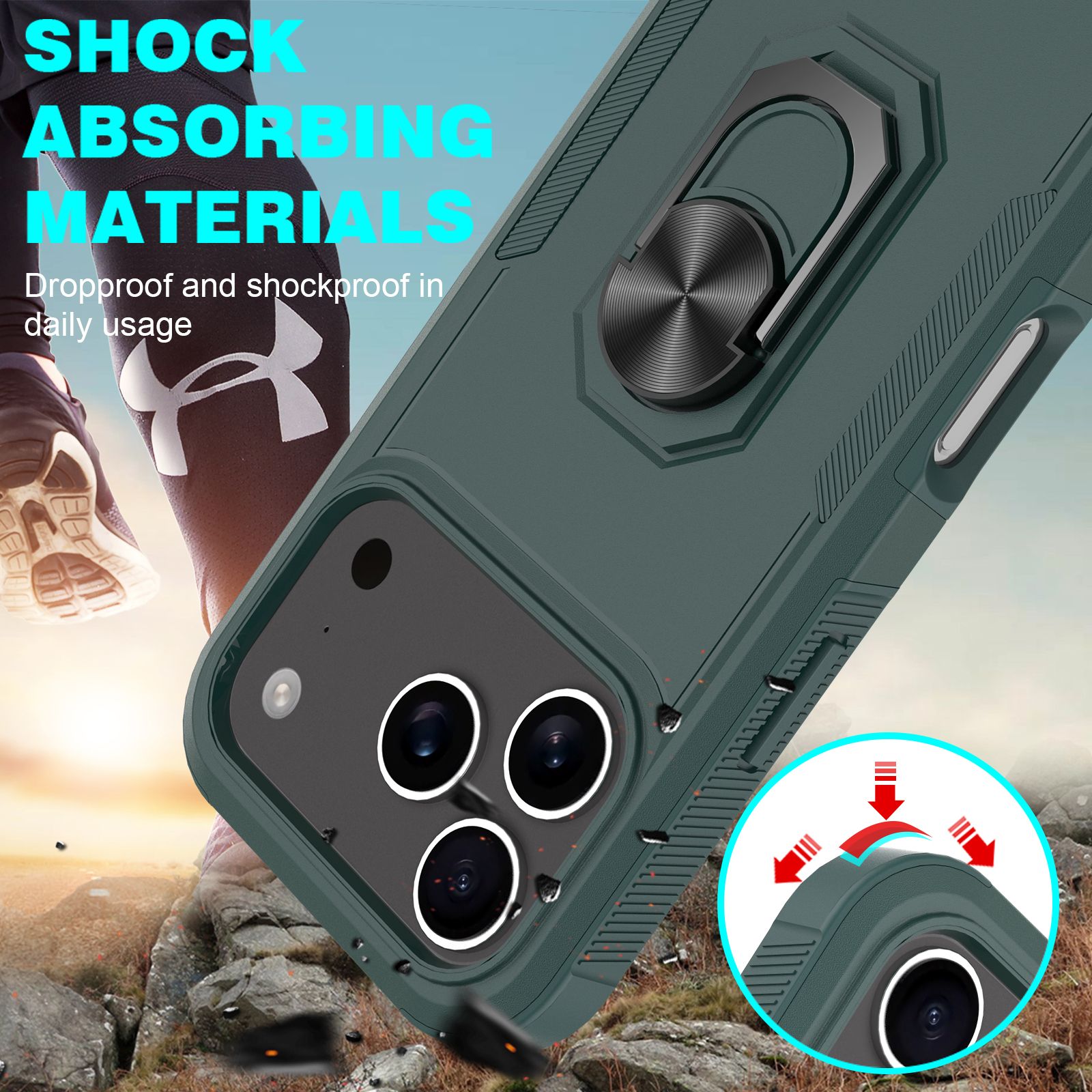 Apex Grip Dual Layer Rugged Case with Ring Kickstand — 118