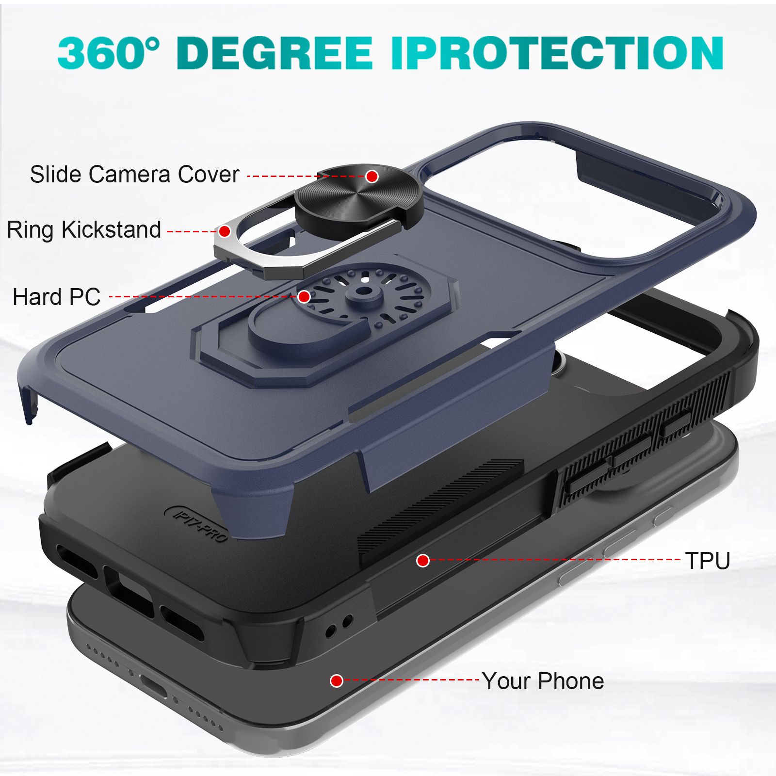Apex Grip Dual Layer Rugged Case with Ring Kickstand — 100