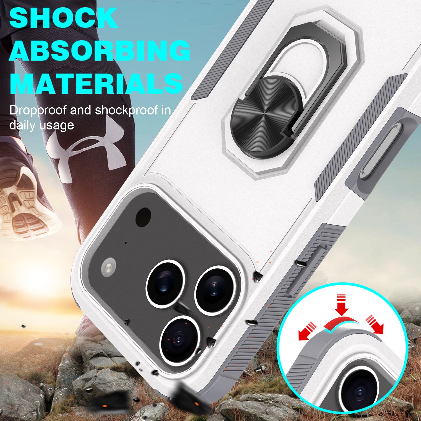 Apex Grip Dual Layer Rugged Case with Ring Kickstand — 98