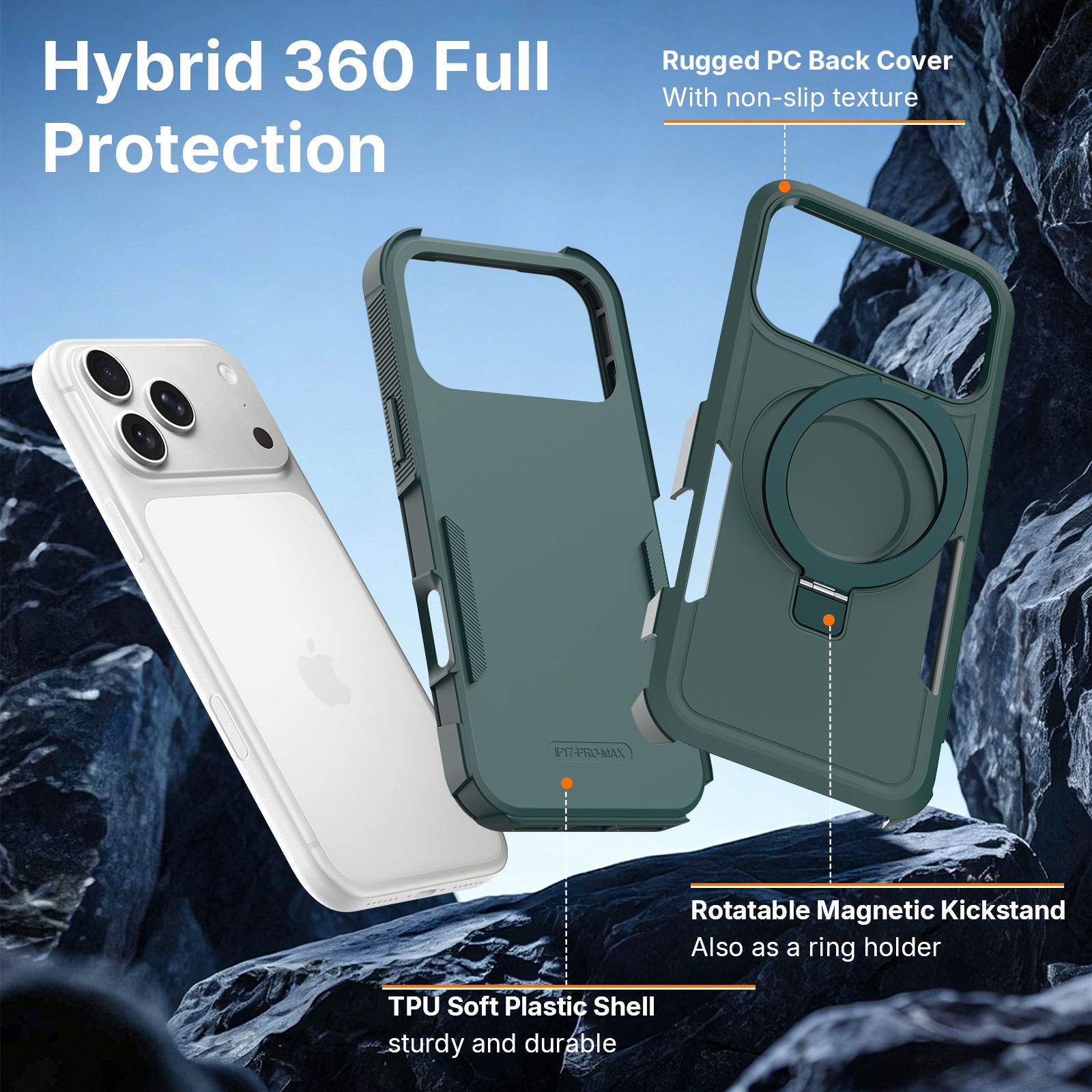 Apex Grip Dual Layer Rugged Case with Ring Kickstand — 251
