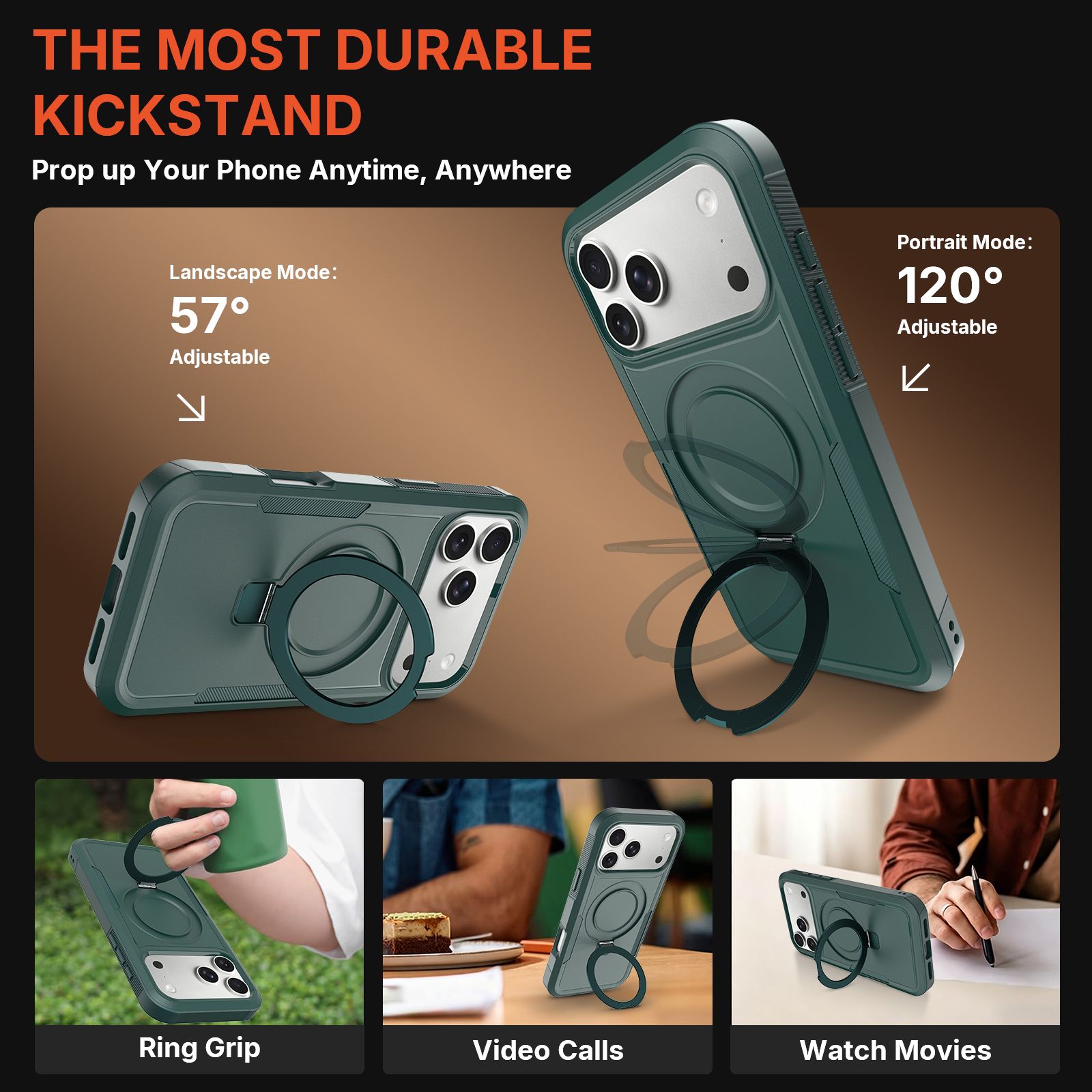 Apex Grip Dual Layer Rugged Case with Ring Kickstand — 252