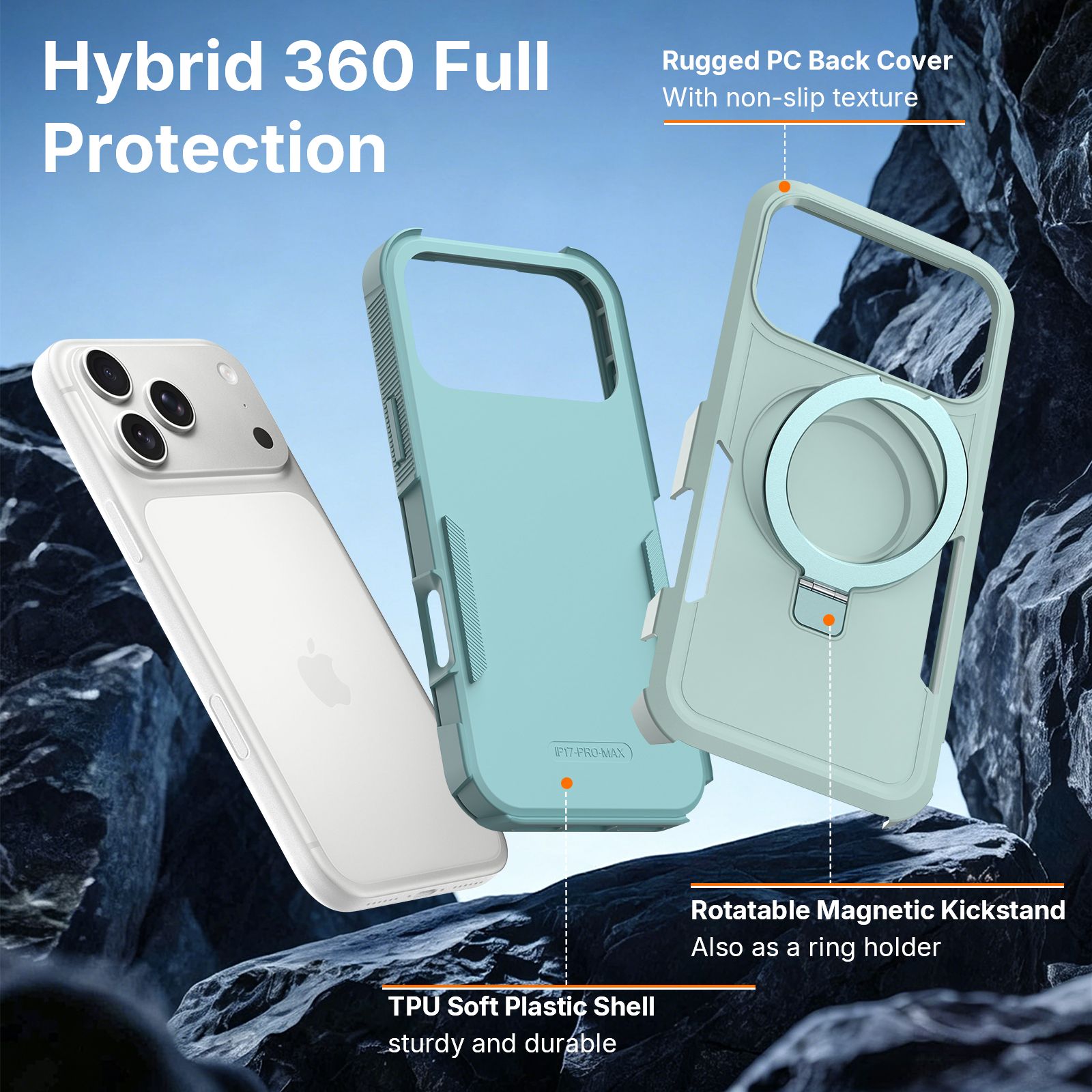 Apex Grip Dual Layer Rugged Case with Ring Kickstand — 258