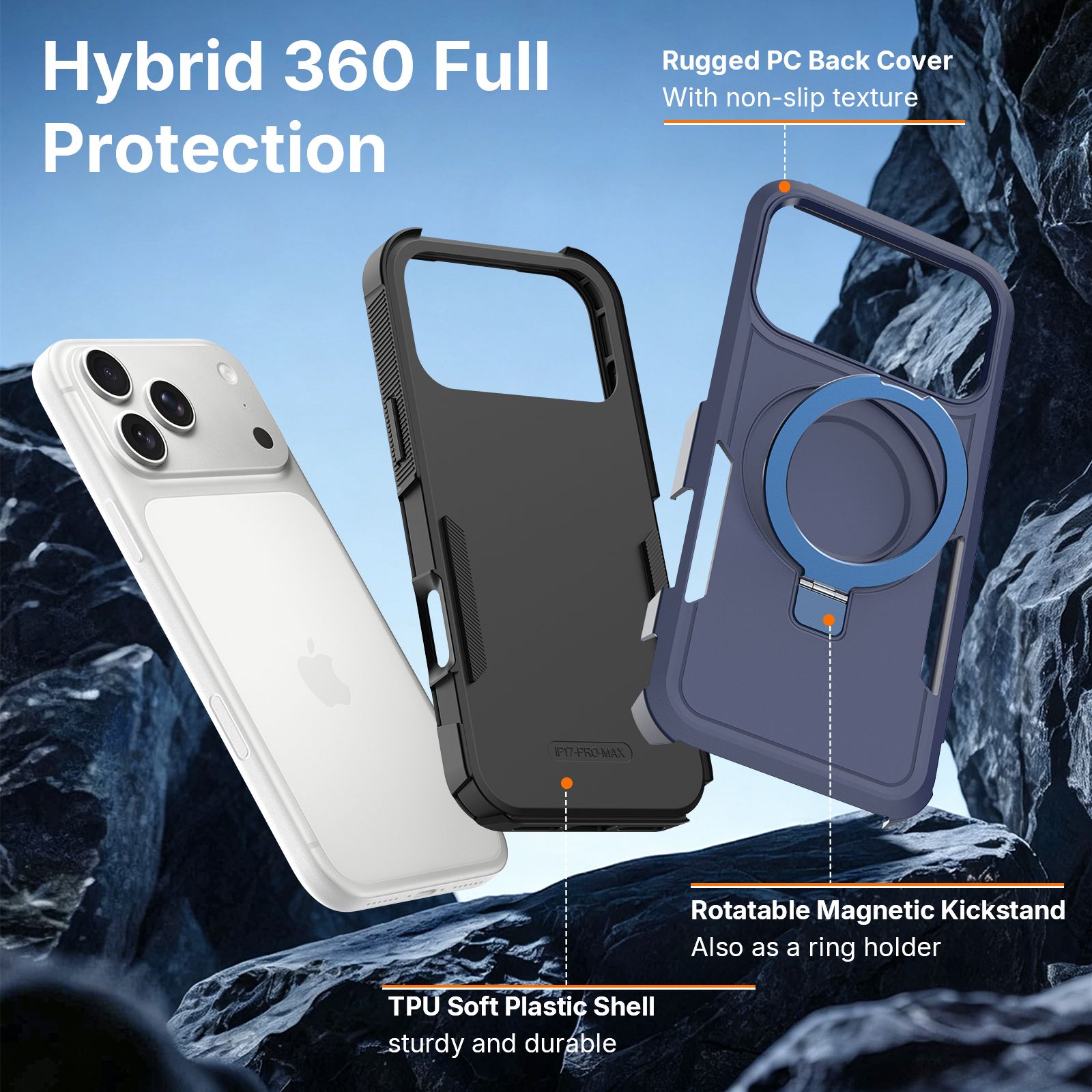 Apex Grip Dual Layer Rugged Case with Ring Kickstand — 230