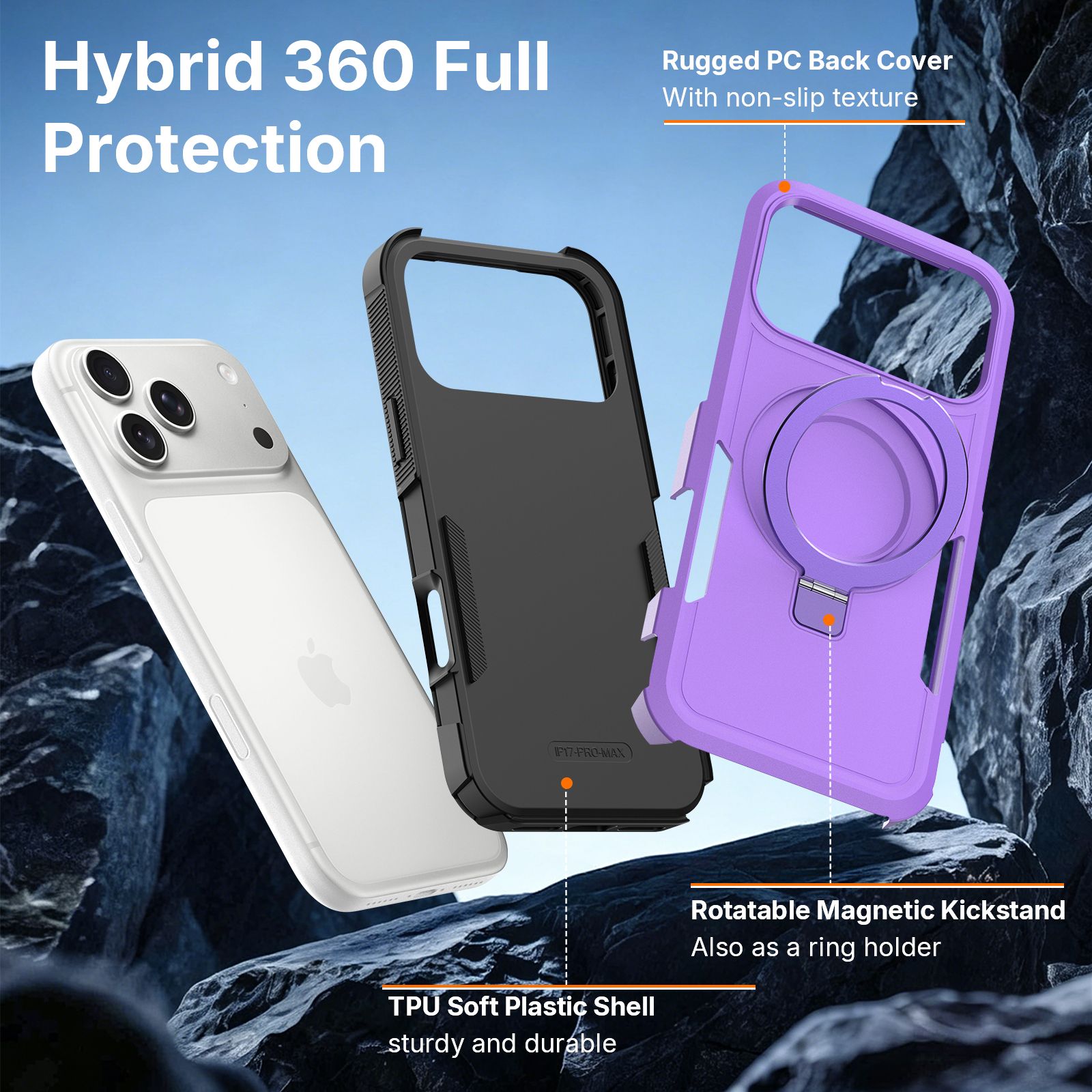 Apex Grip Dual Layer Rugged Case with Ring Kickstand — 237