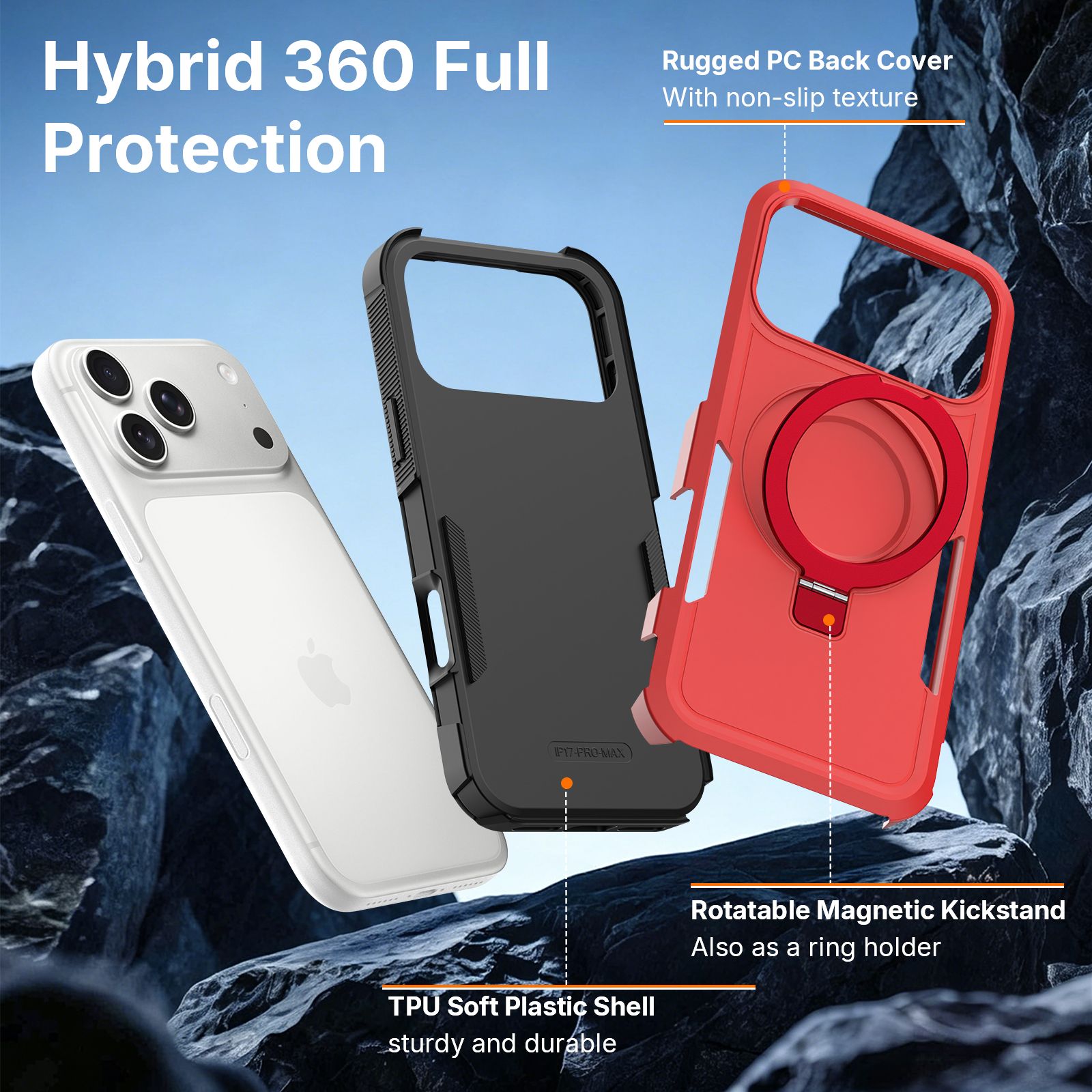 Apex Grip Dual Layer Rugged Case with Ring Kickstand — 244