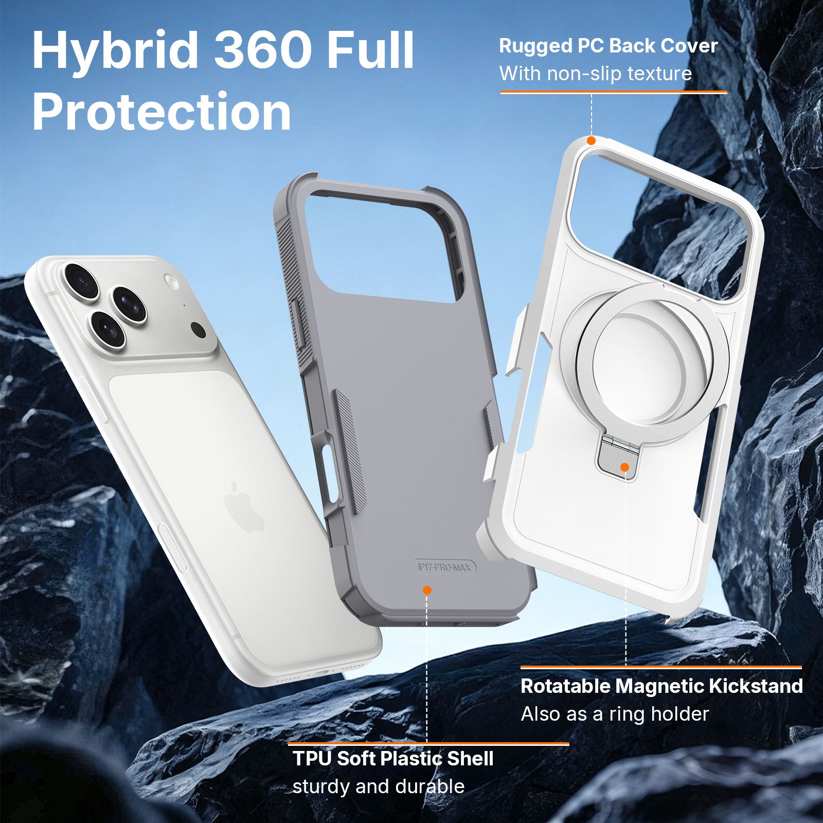 Apex Grip Dual Layer Rugged Case with Ring Kickstand — 223