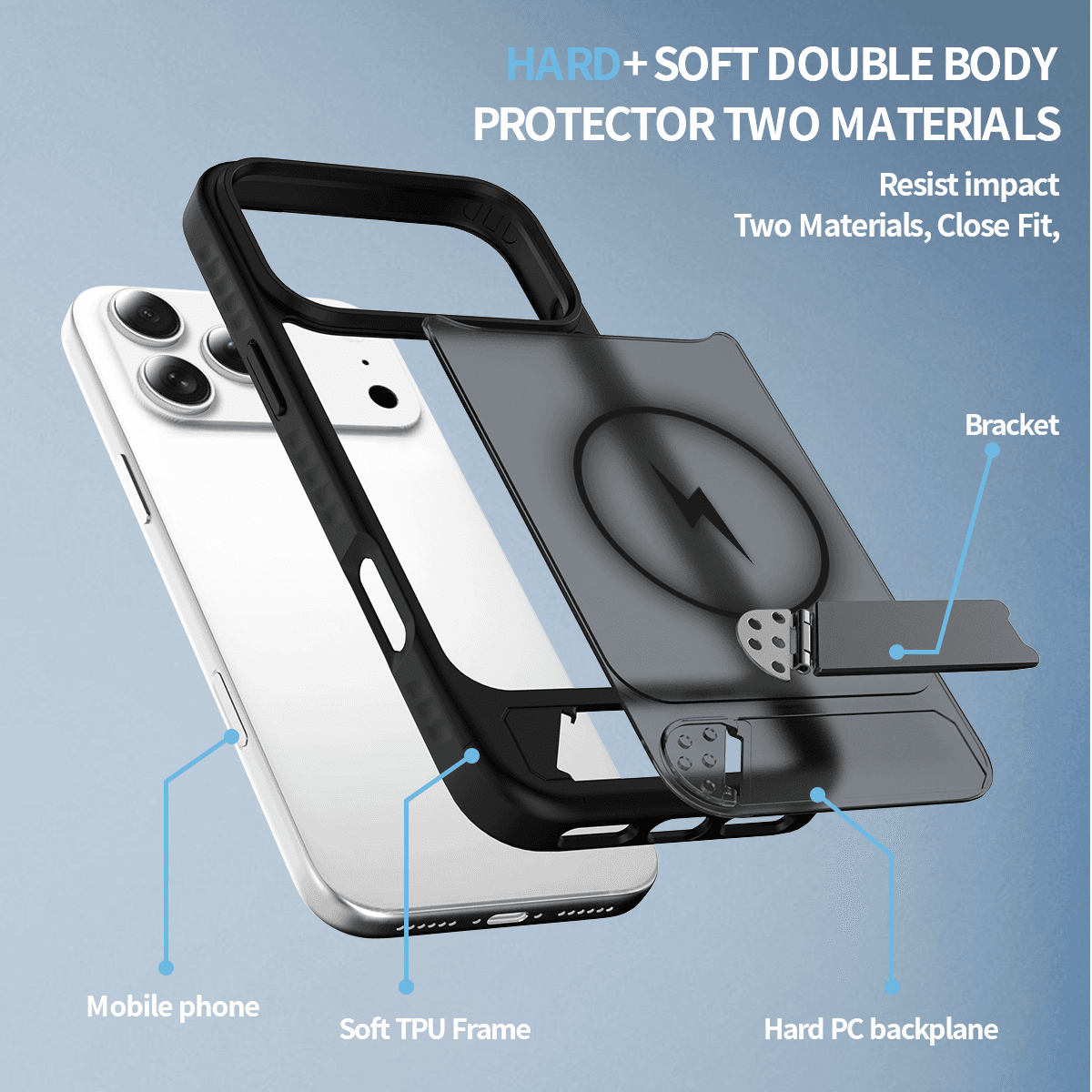 Tilt 45° Frosted Magnetic Stand Case — 163