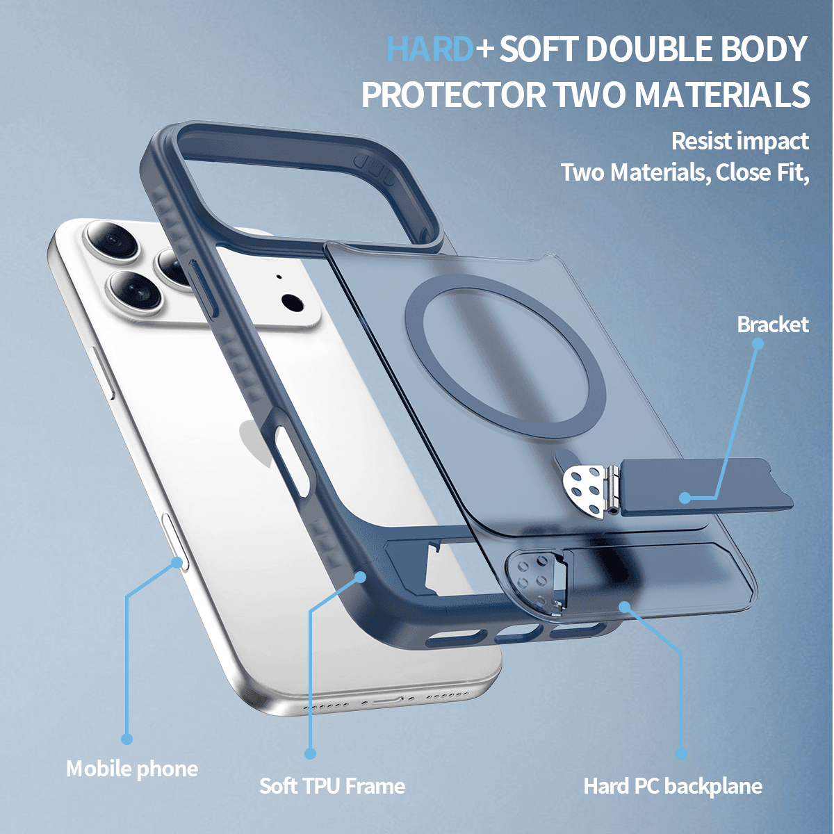 Tilt 45° Frosted Magnetic Stand Case — 180