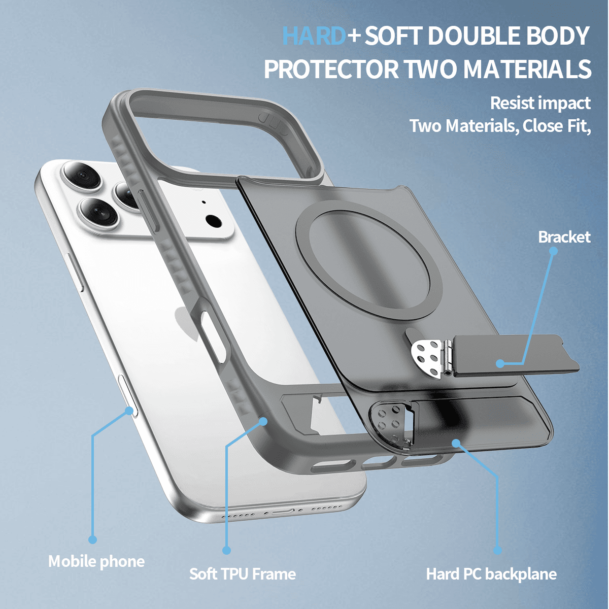Tilt 45° Frosted Magnetic Stand Case — 194