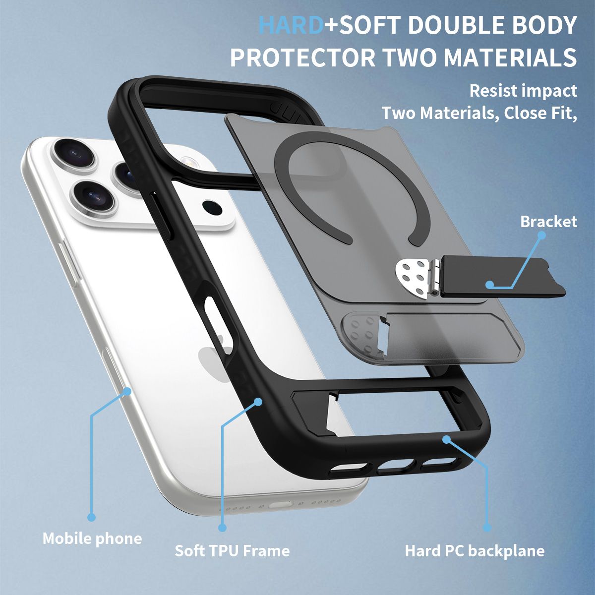 Tilt 45° Frosted Magnetic Stand Case — 201