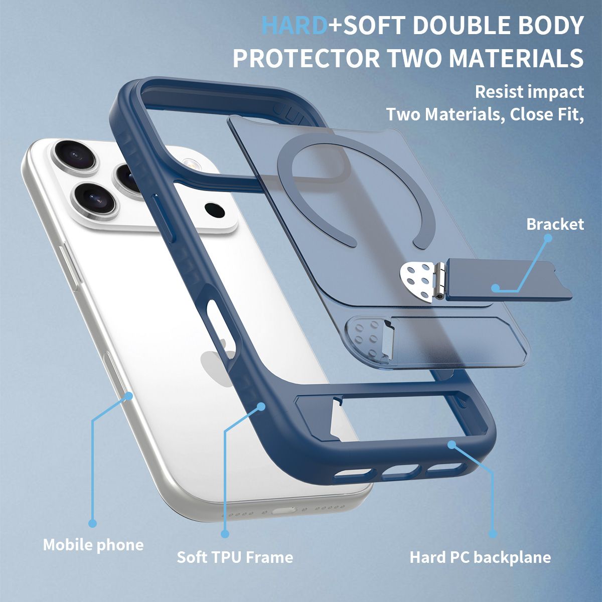 Tilt 45° Frosted Magnetic Stand Case — 222
