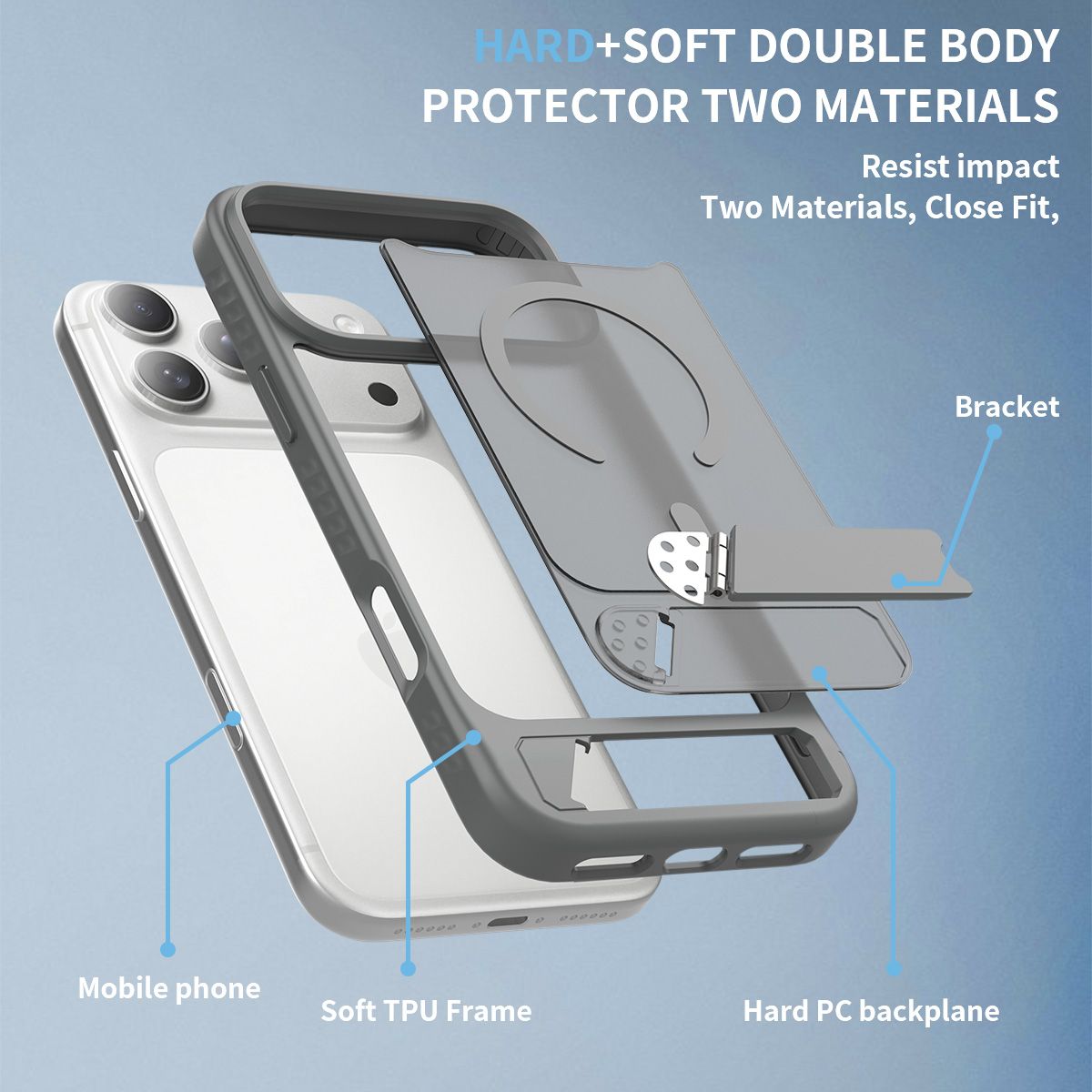Tilt 45° Frosted Magnetic Stand Case — 296