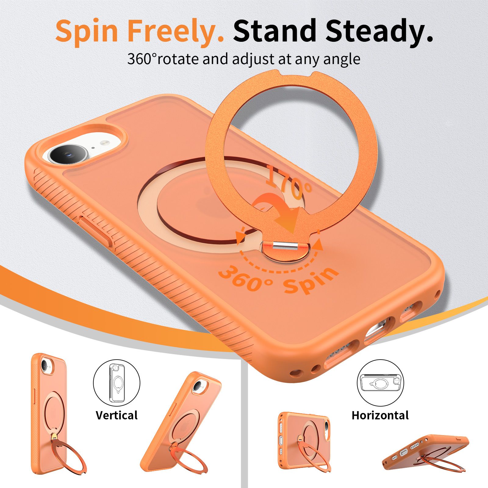 Orbit Frost Matte Skin Feeling Magsafe Case with 360° Rotating Stand — 103