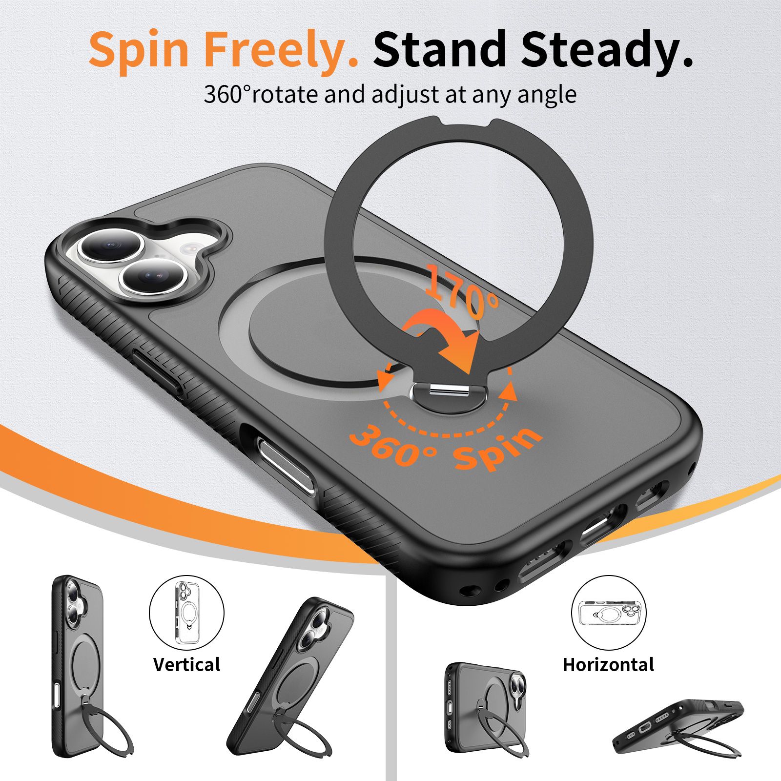 Orbit Frost Matte Skin Feeling Magsafe Case with 360° Rotating Stand — 6