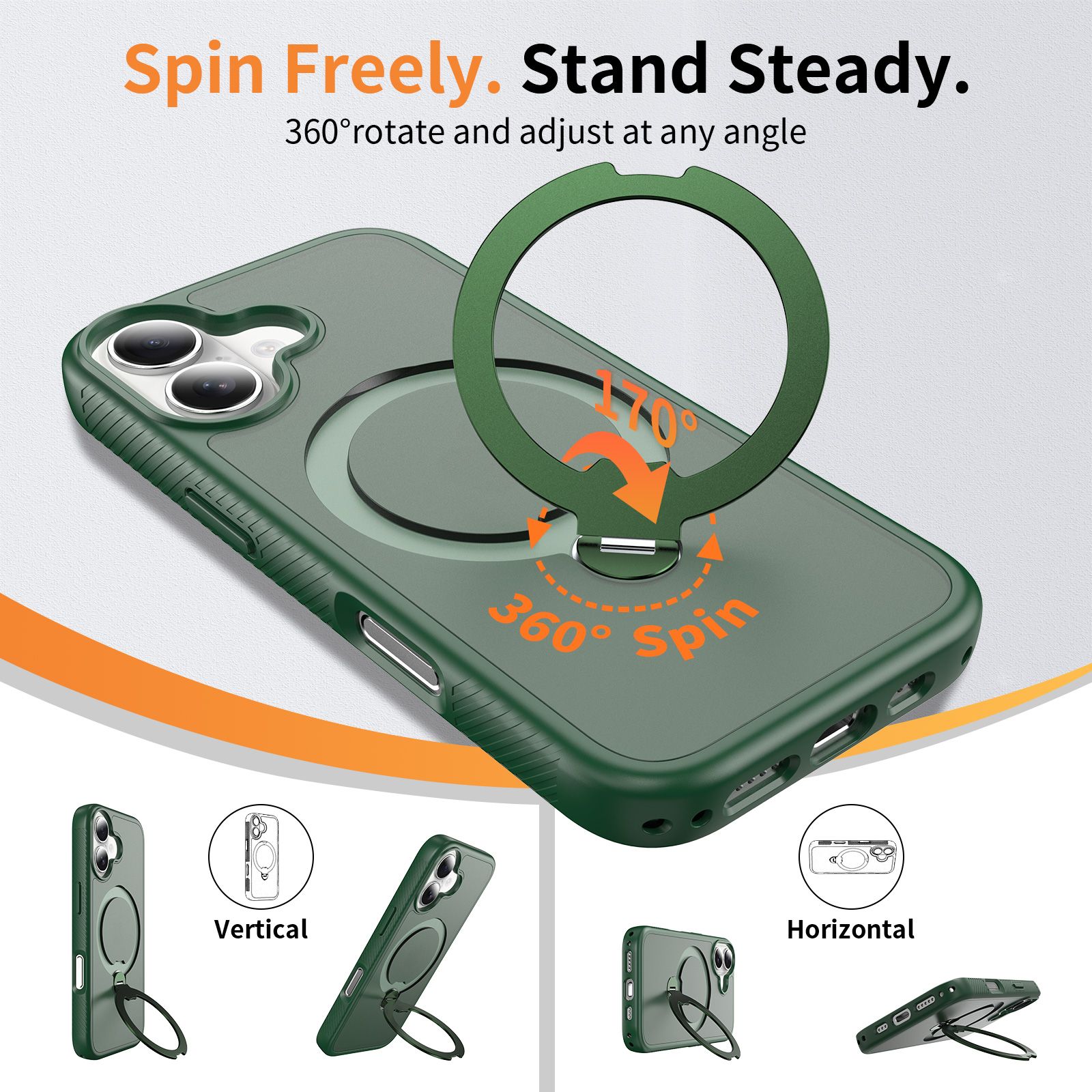 Orbit Frost Matte Skin Feeling Magsafe Case with 360° Rotating Stand — 20