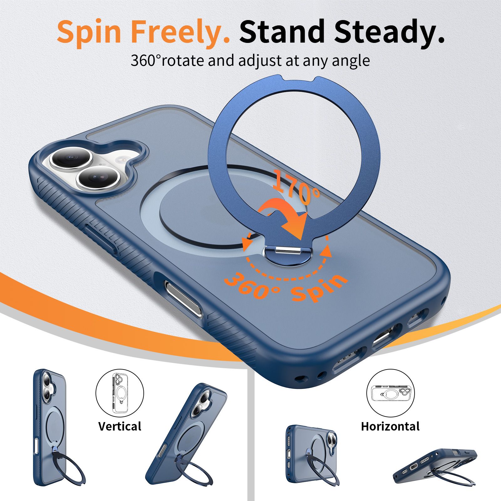 Orbit Frost Matte Skin Feeling Magsafe Case with 360° Rotating Stand — 14
