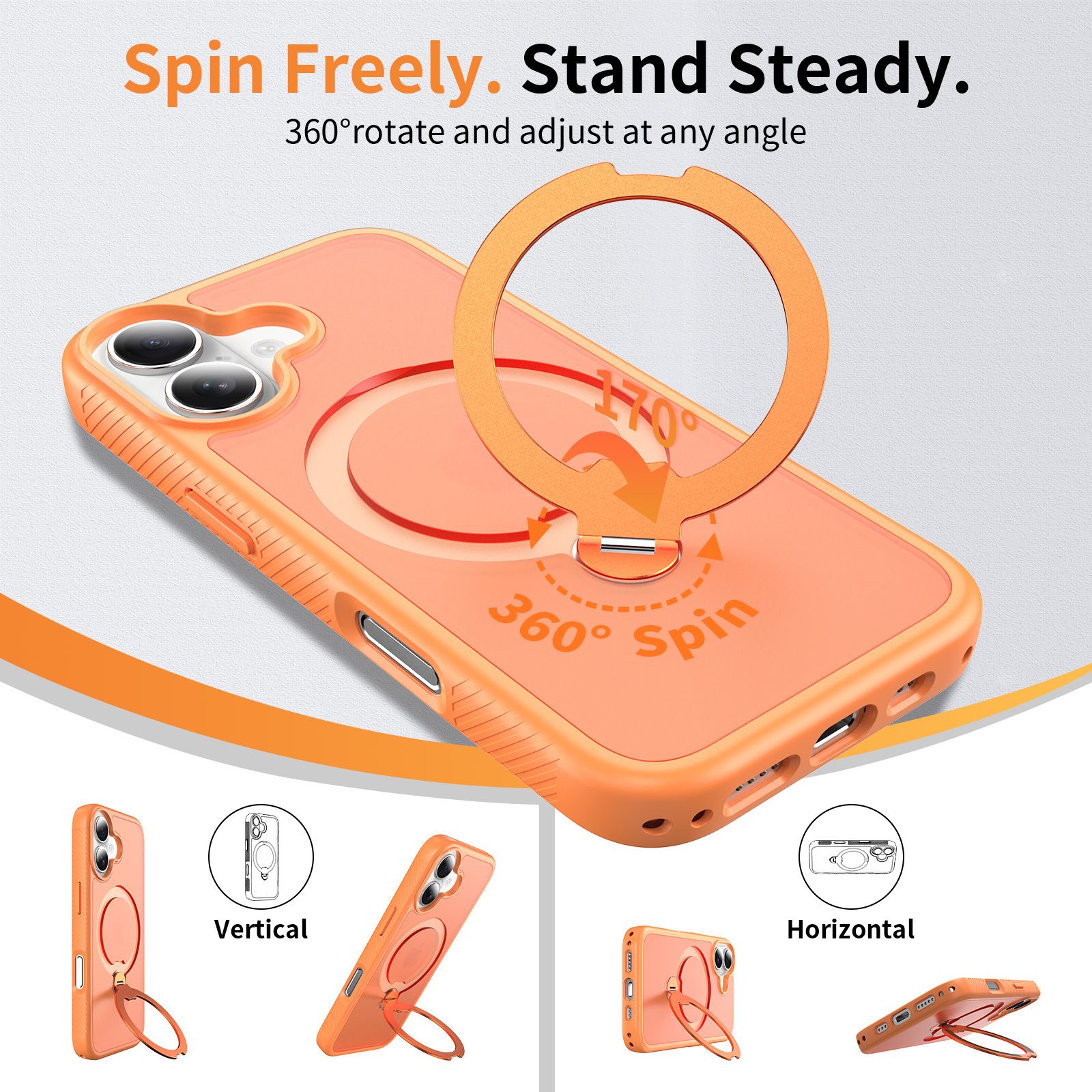 Orbit Frost Matte Skin Feeling Magsafe Case with 360° Rotating Stand — 26