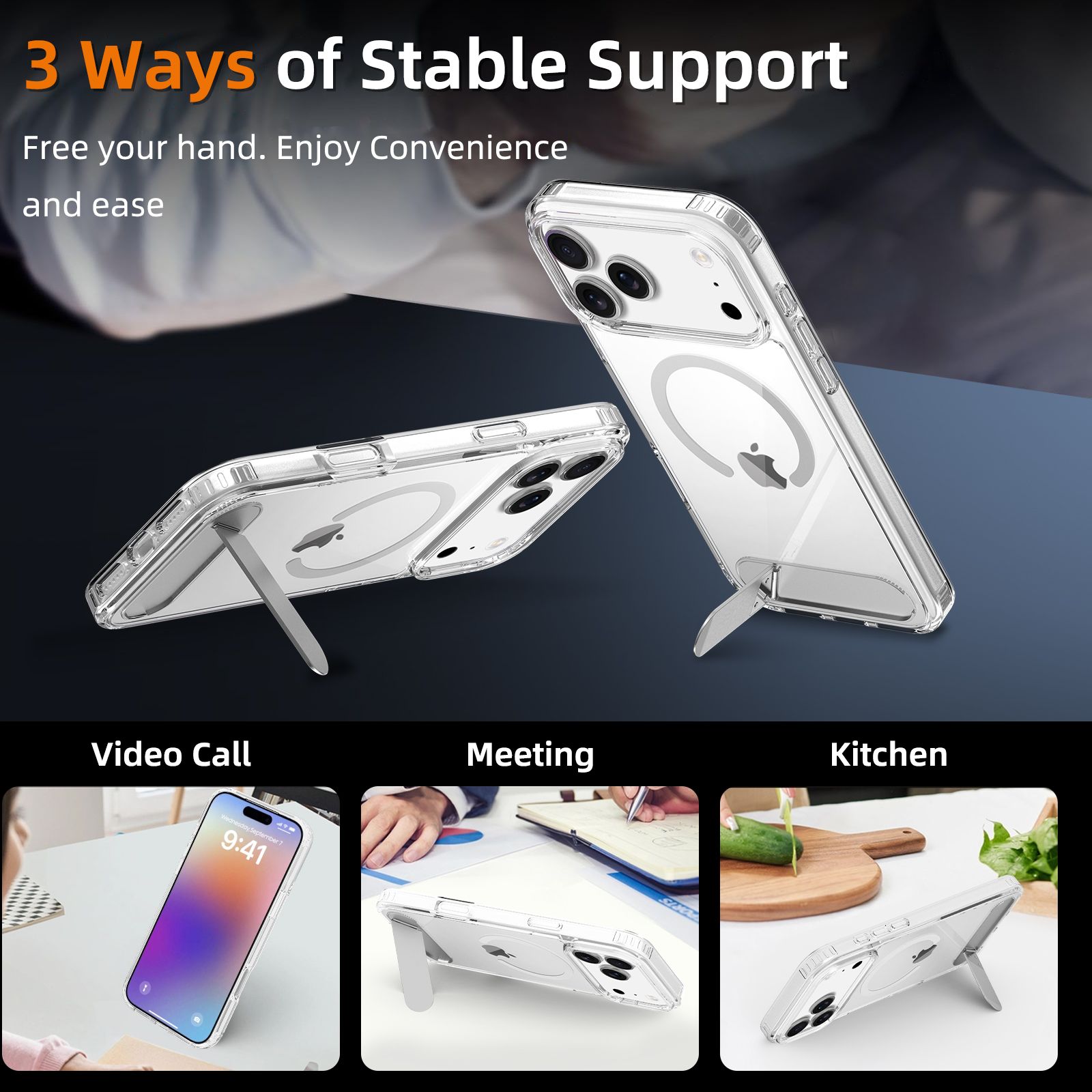 Ridge Magsafe Clear Case with Kickstand — 65