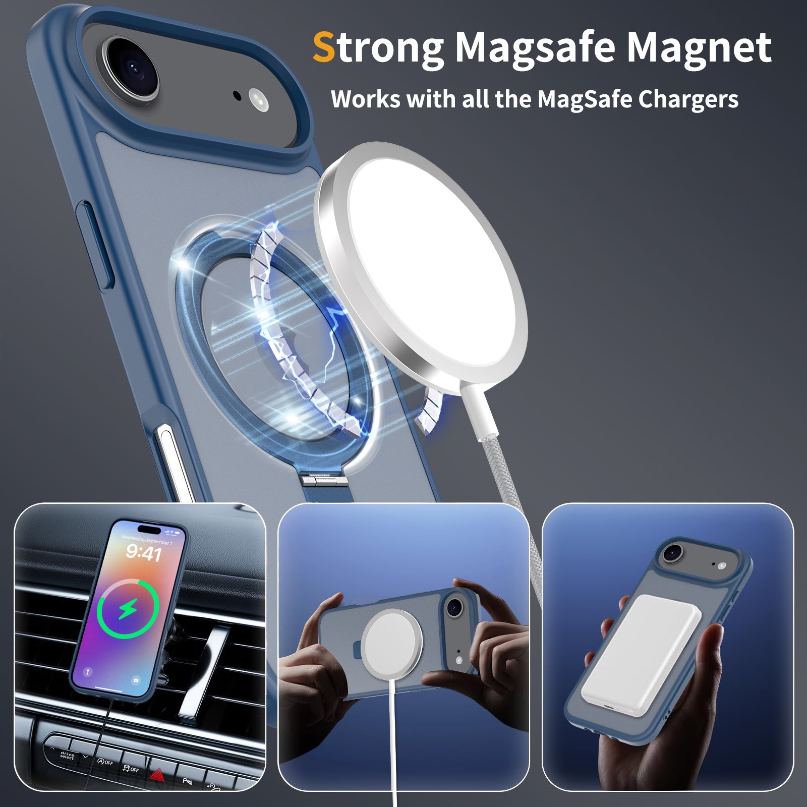 Loop Frost Skin Feeling Magsafe Case with Round Stand — 107