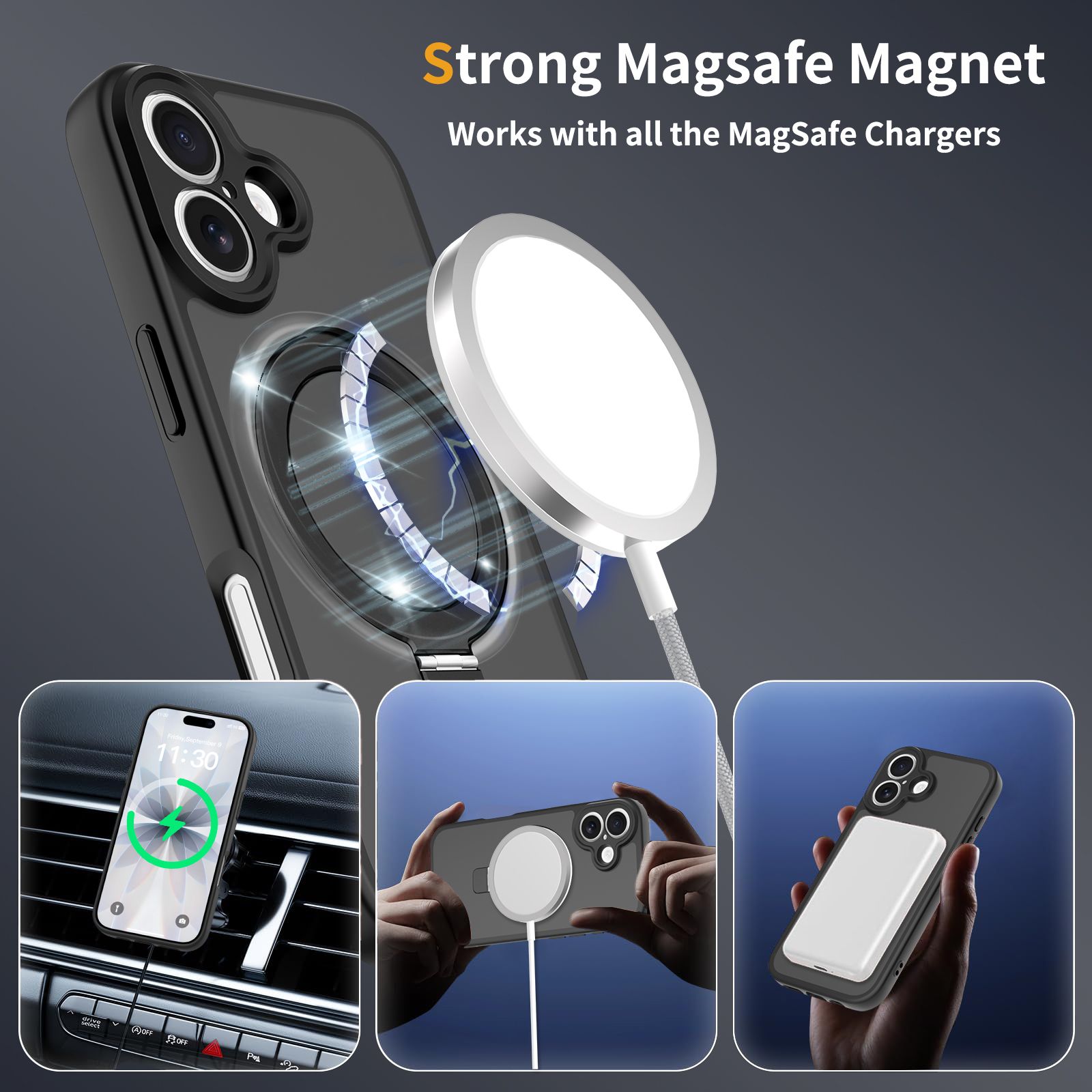 Loop Frost Skin Feeling Magsafe Case with Round Stand — 263