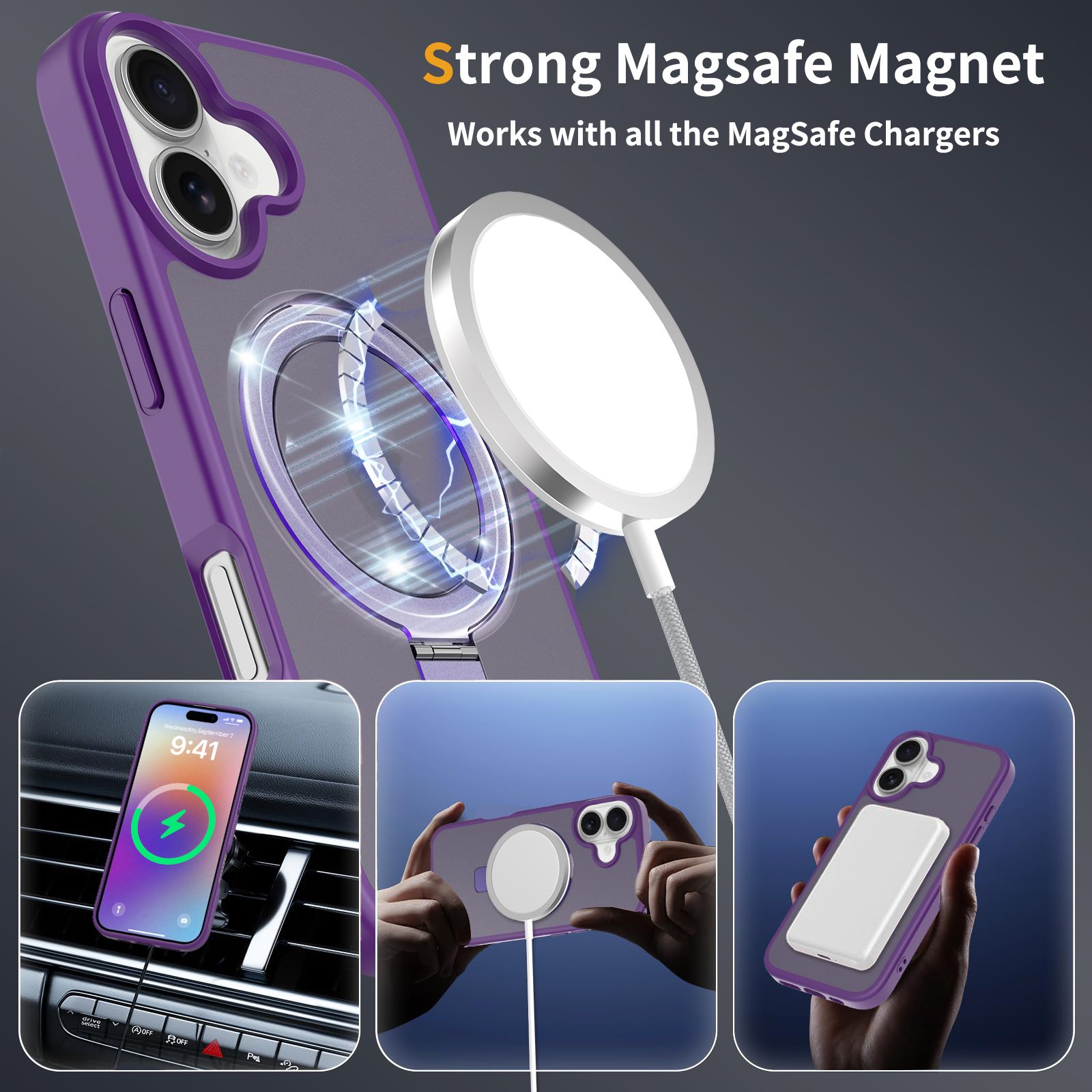Loop Frost Skin Feeling Magsafe Case with Round Stand — 157
