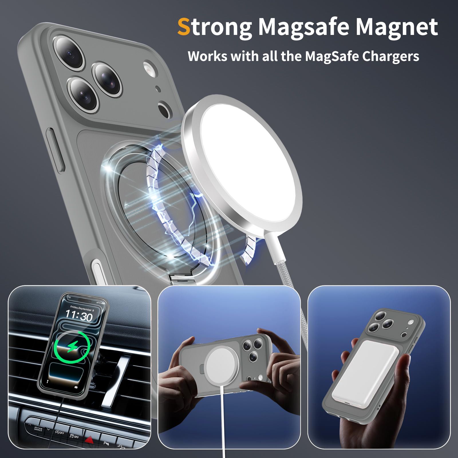 Loop Frost Skin Feeling Magsafe Case with Round Stand — 233
